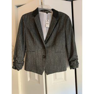 Express blazer with leather collar detail
